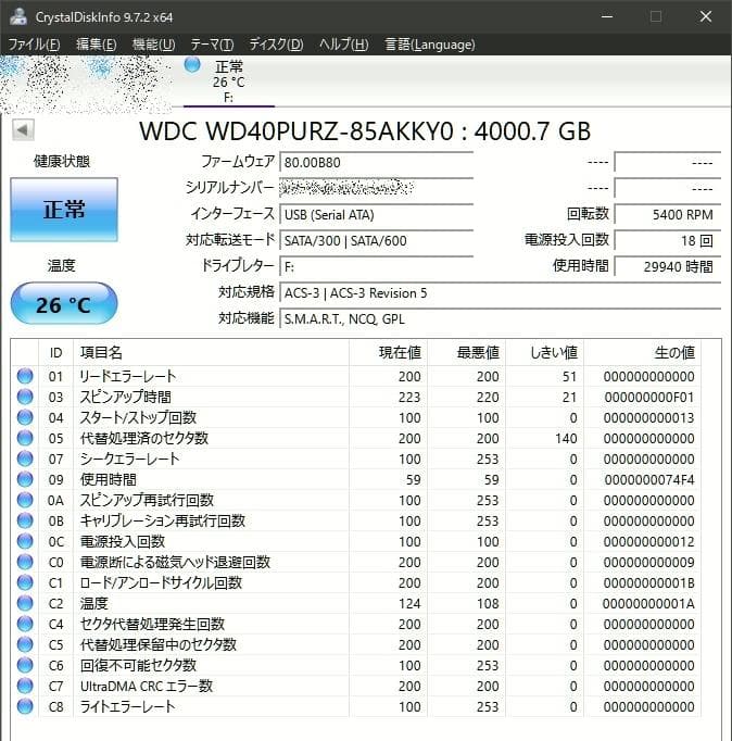 アイオーデータ 4TB USB3 EX-HDAZ-UTL4K ※HDD交換品