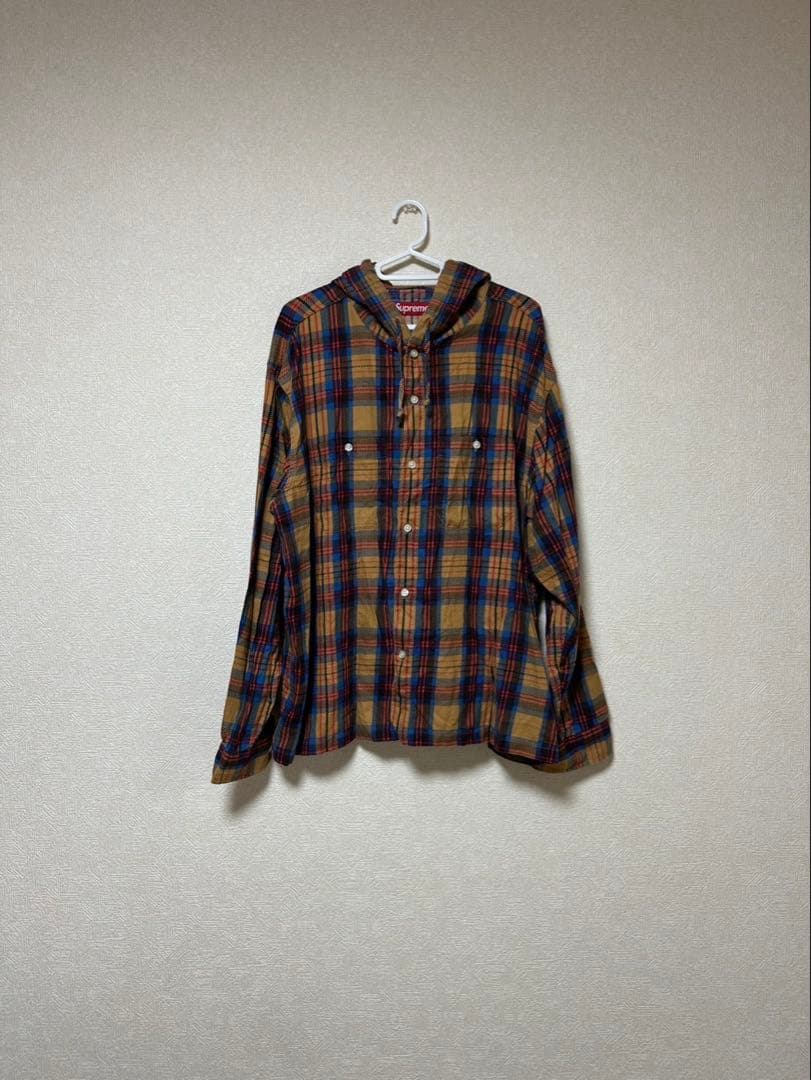 Supreme チェックフーディシャツM
