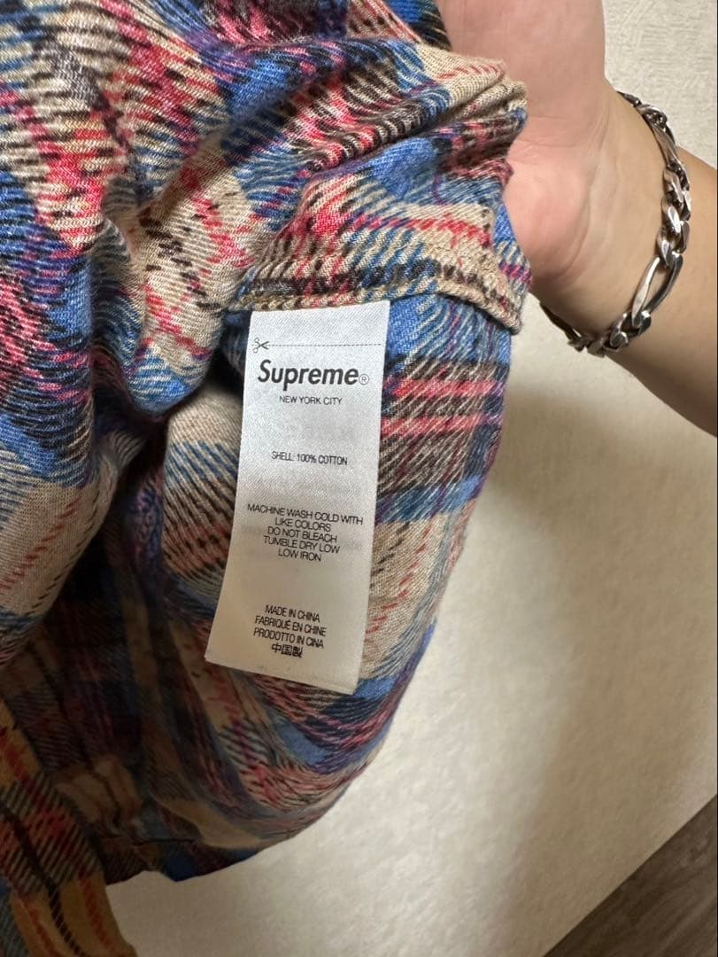 Supreme チェックフーディシャツM