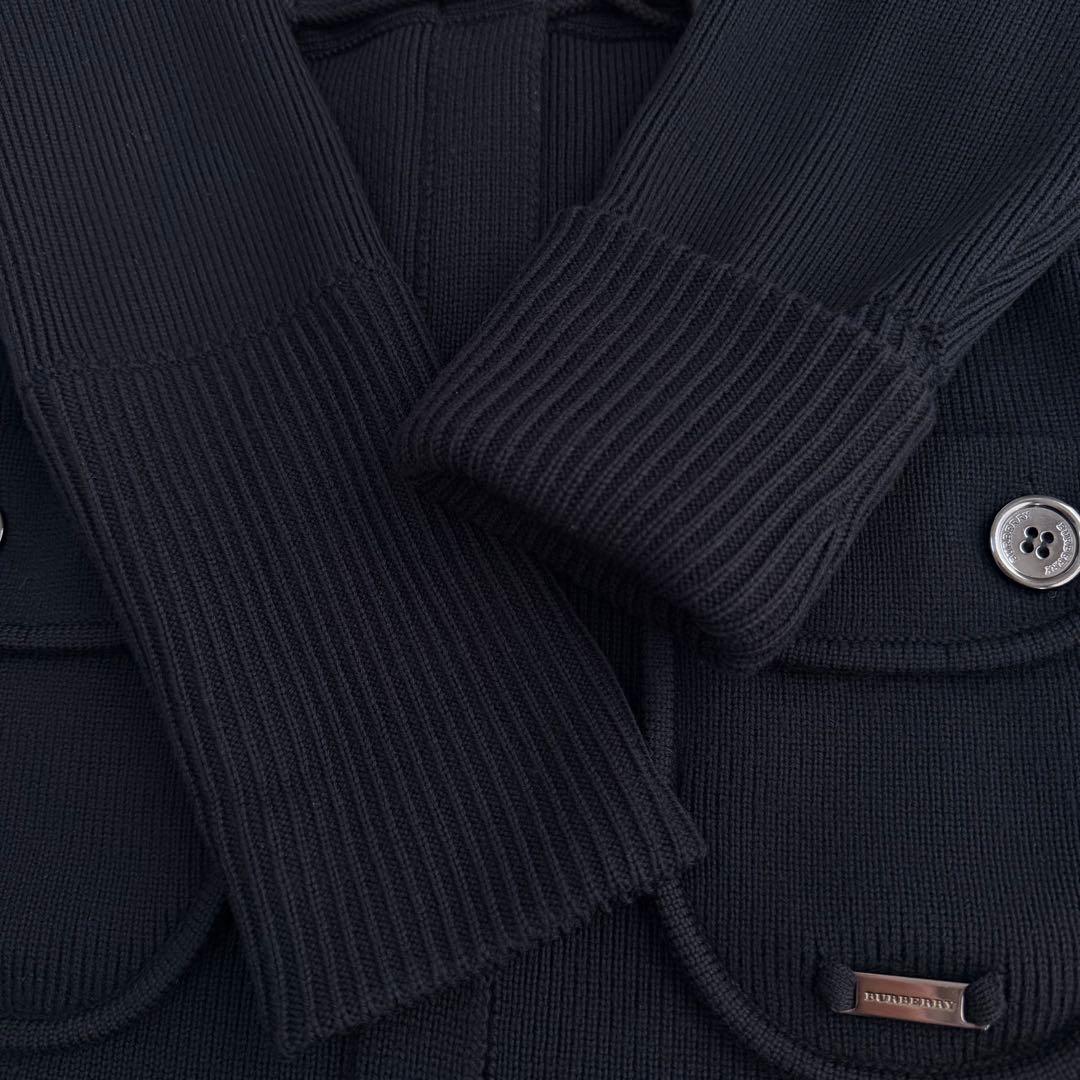 バーバリーロンドン✨大きめ✨ダッフルロングカーディガン（XL）ブラック　ジッパー