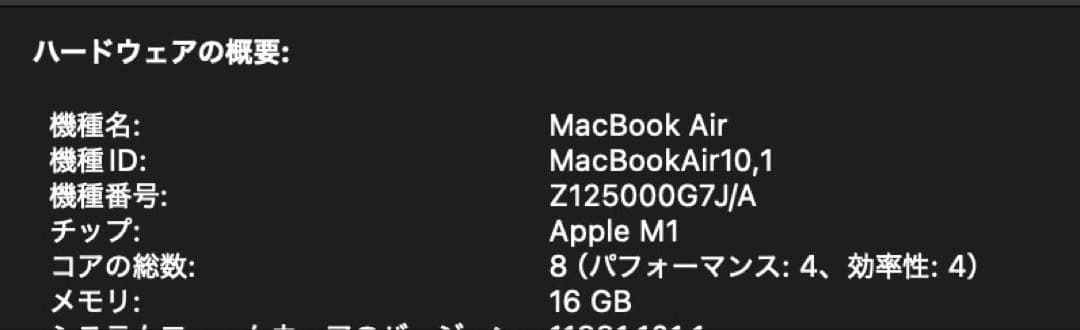 Macbook Air M1 SSD 1TB mem 16MB US配列