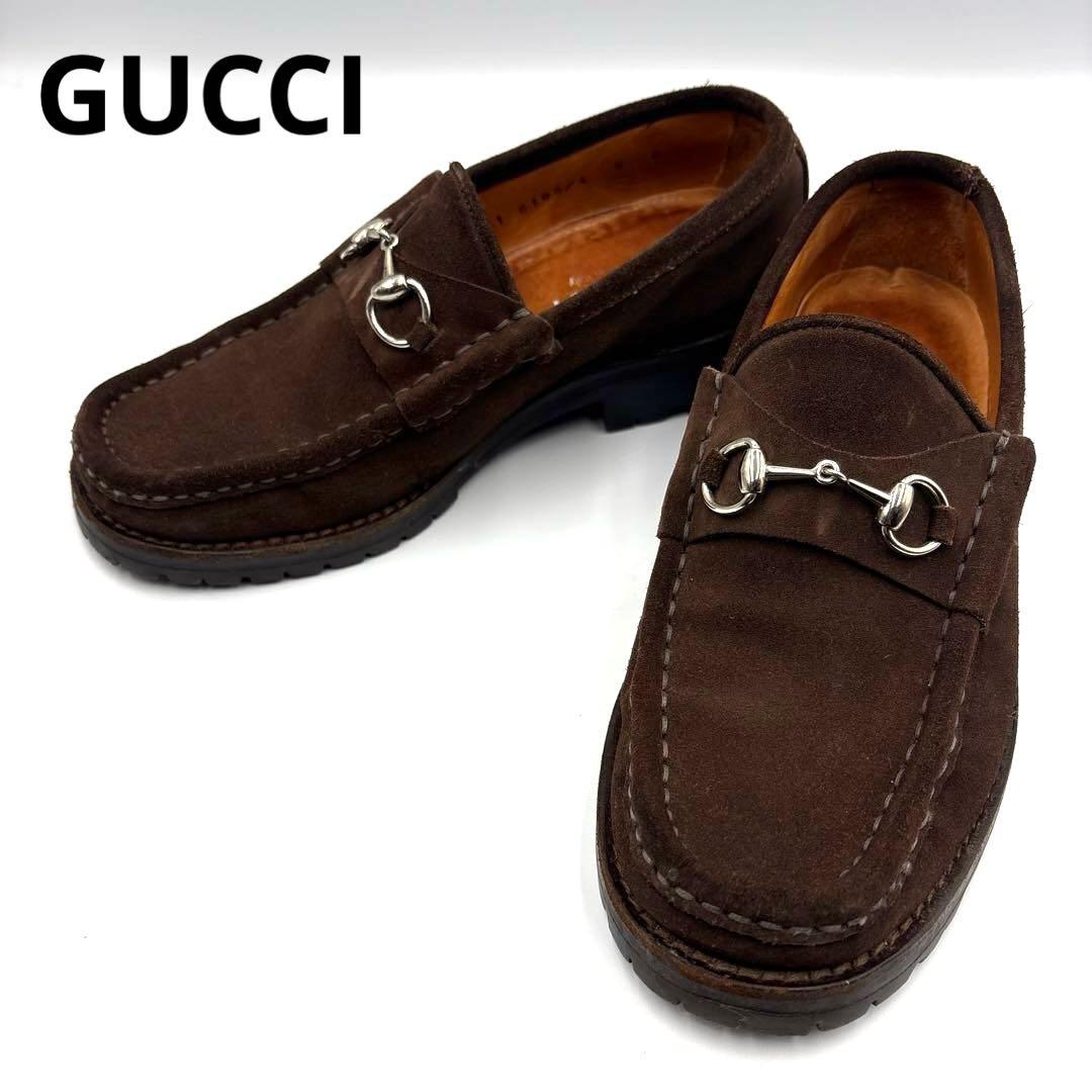 【超美品】GUCCI　23.0cm相当　ローファー　スエード　スエード　ブラウン