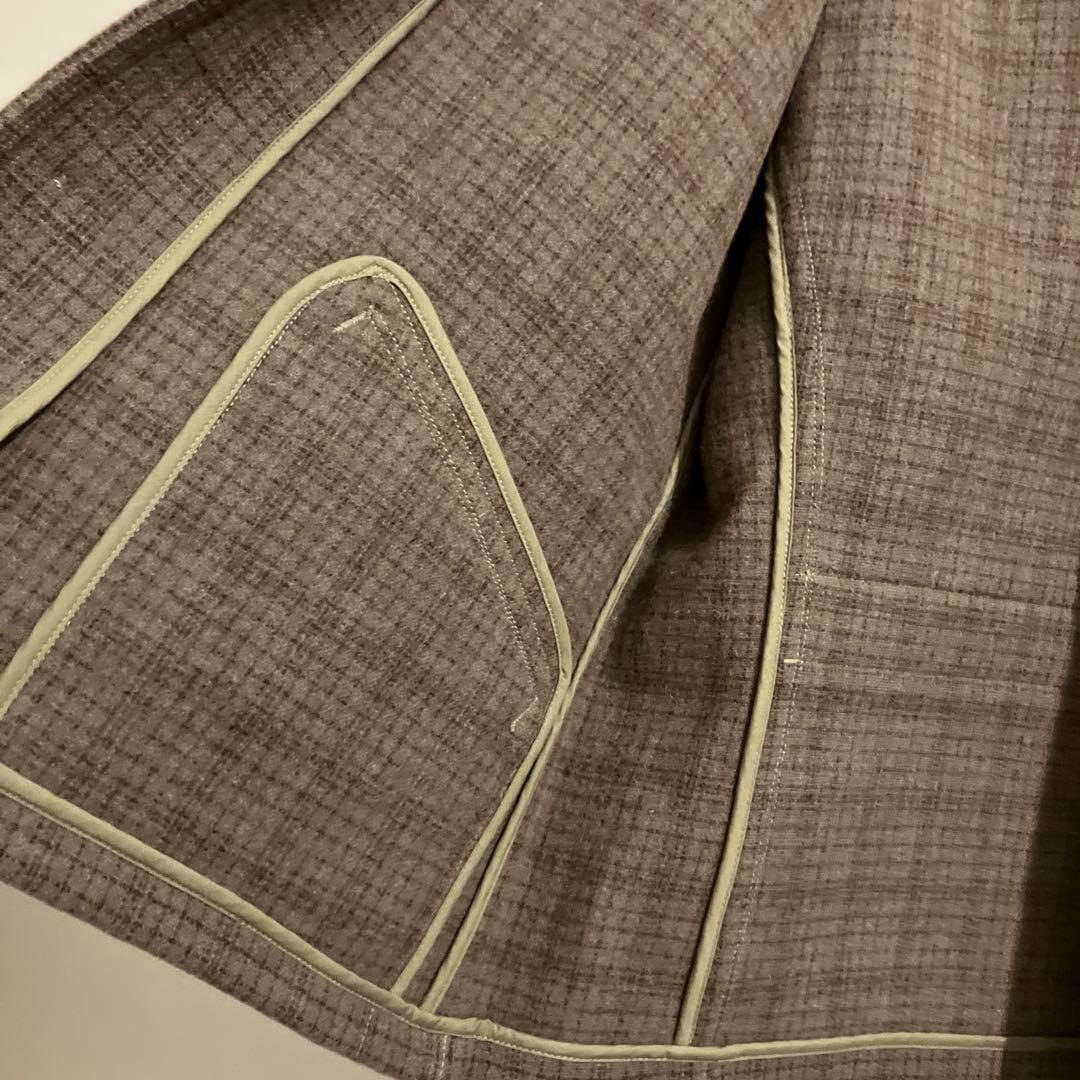 アットラスト ウールスポーツジャケット 42 チェック グレーパープル系