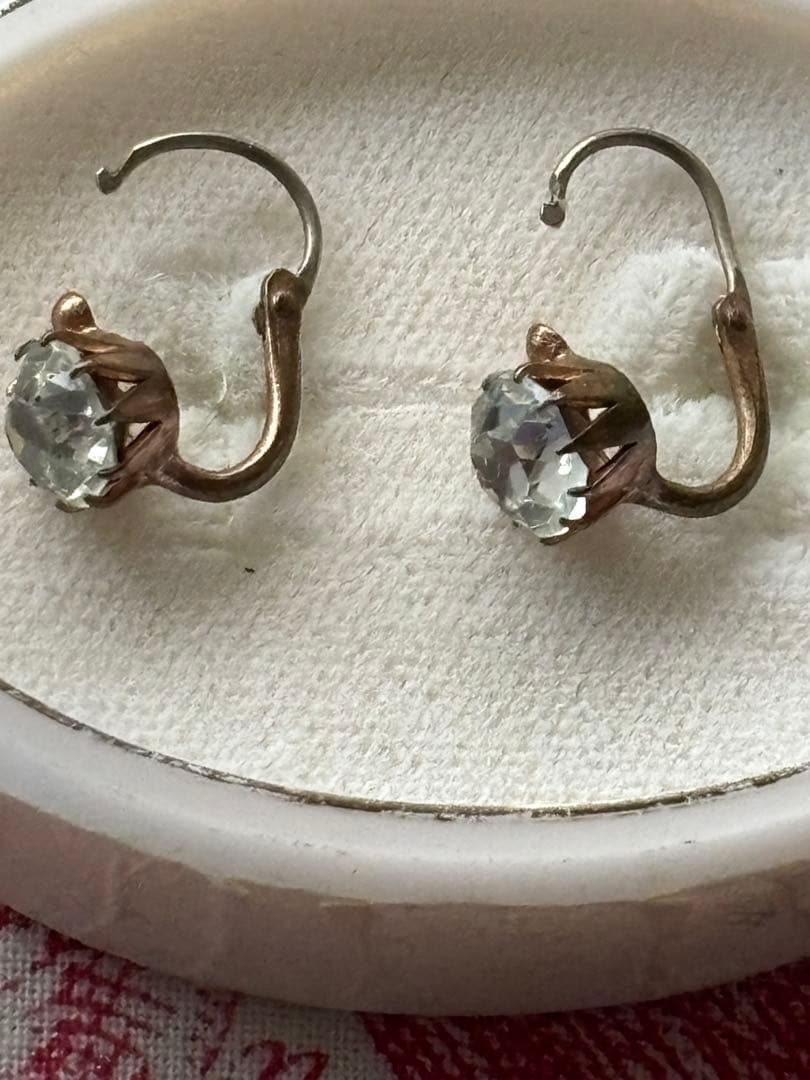 アンティーク ピアス フランスアンティーク ヨーロッパ クリスタル ガラス