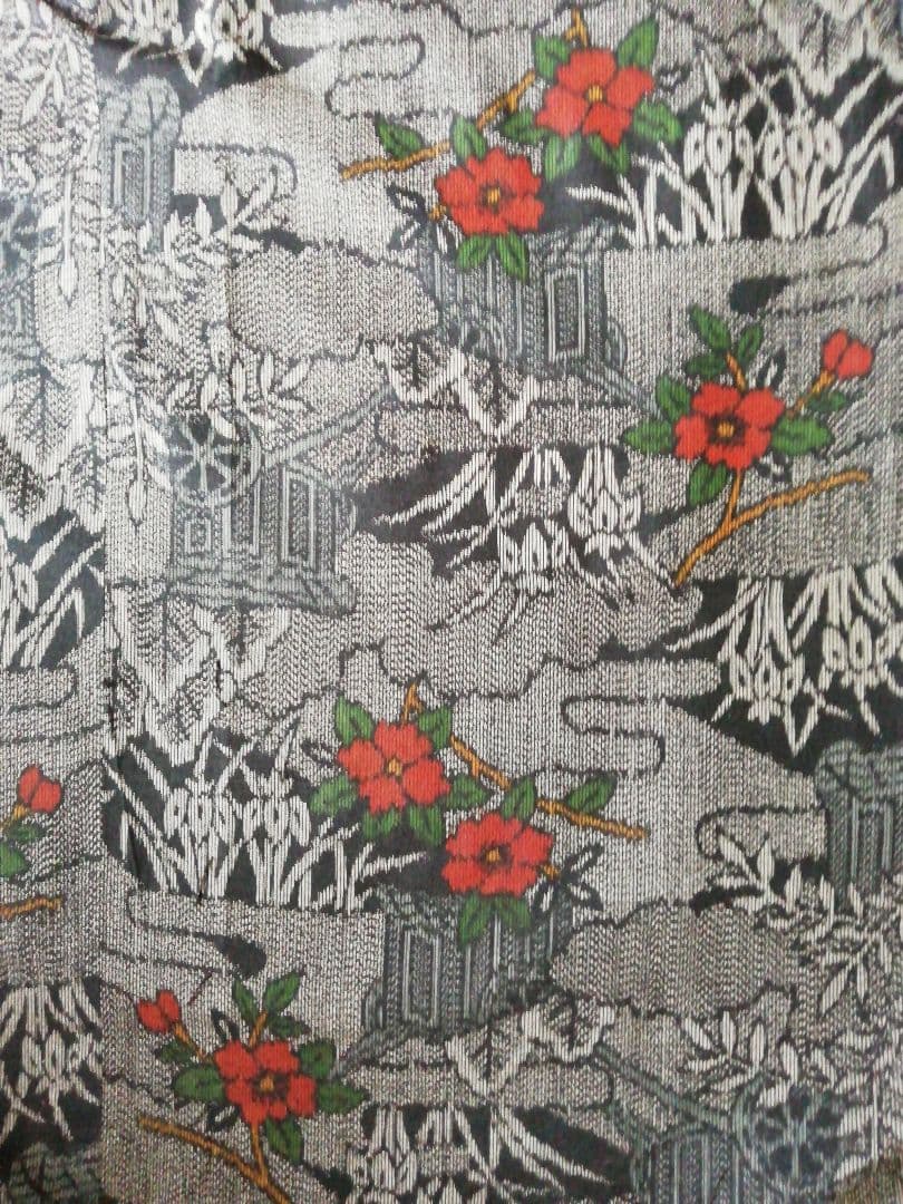 着物リメイク　ロングコート(フード付き)