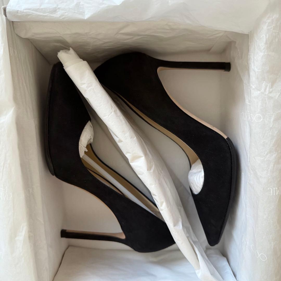 JIMMY CHOO ブラックスエード ハイヒール 36