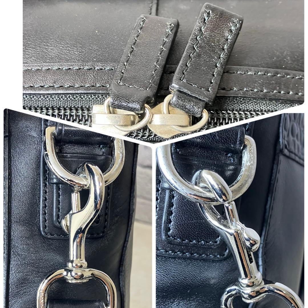 コーチ✨オールレザー 本革 エンボス A4 2way ビジネスバッグ 黒