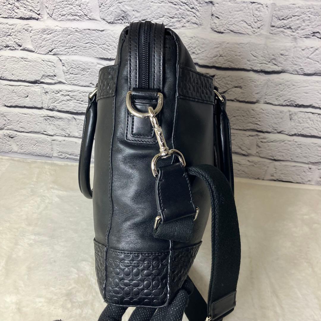 コーチ✨オールレザー 本革 エンボス A4 2way ビジネスバッグ 黒