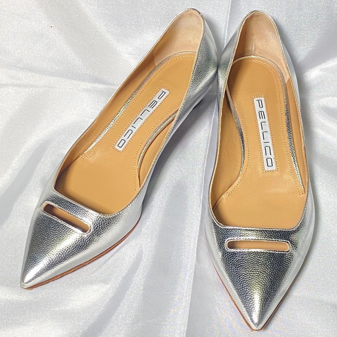 PELLICO ペリーコ　25.5 アネッリ シルバー パンプス ポインテッド