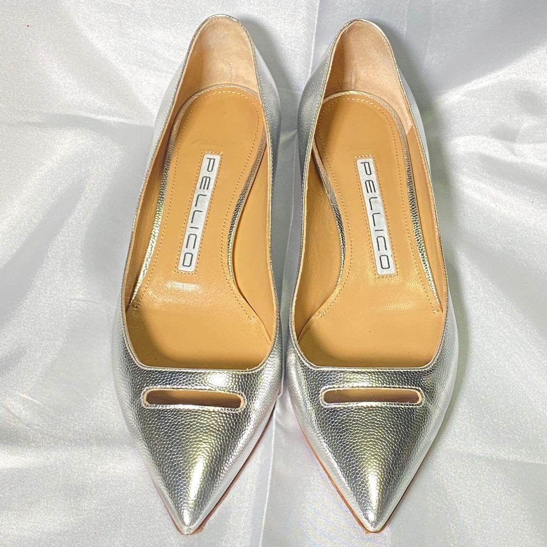 PELLICO ペリーコ　25.5 アネッリ シルバー パンプス ポインテッド