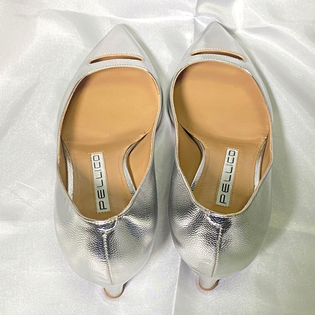 PELLICO ペリーコ　25.5 アネッリ シルバー パンプス ポインテッド