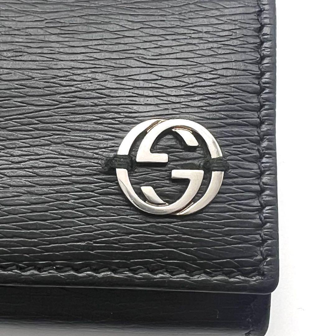 極美品 GUCCI グッチ インターロッキング レザー ブラック ケース