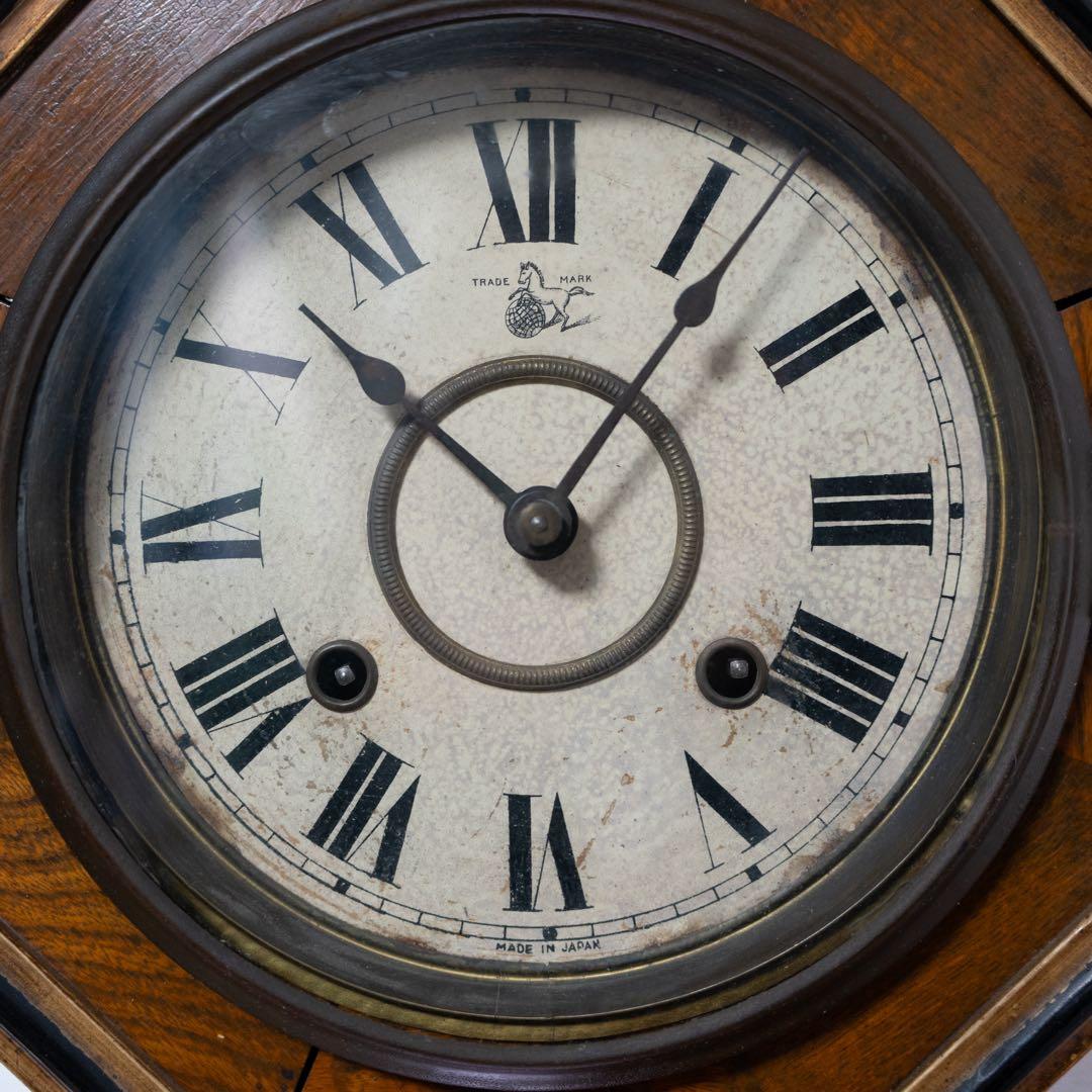 尾張時計　振り子時計　昭和レトロ　八角時計　オーバーホール済　動作品