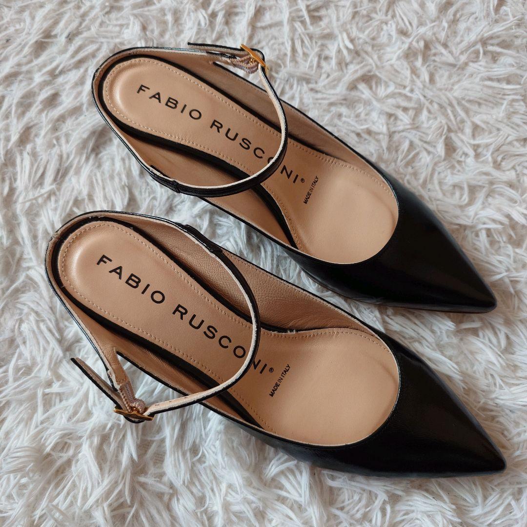新品　ファビオルスコーニ　レザー　ストラップミュール　ポインテッドトゥ　箱付き