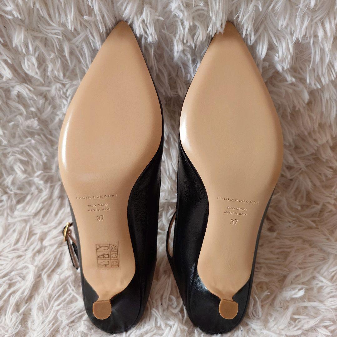 新品　ファビオルスコーニ　レザー　ストラップミュール　ポインテッドトゥ　箱付き