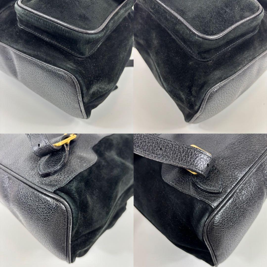 専用グッチ バンブー クロコ スエード リュック ターンロック 黒