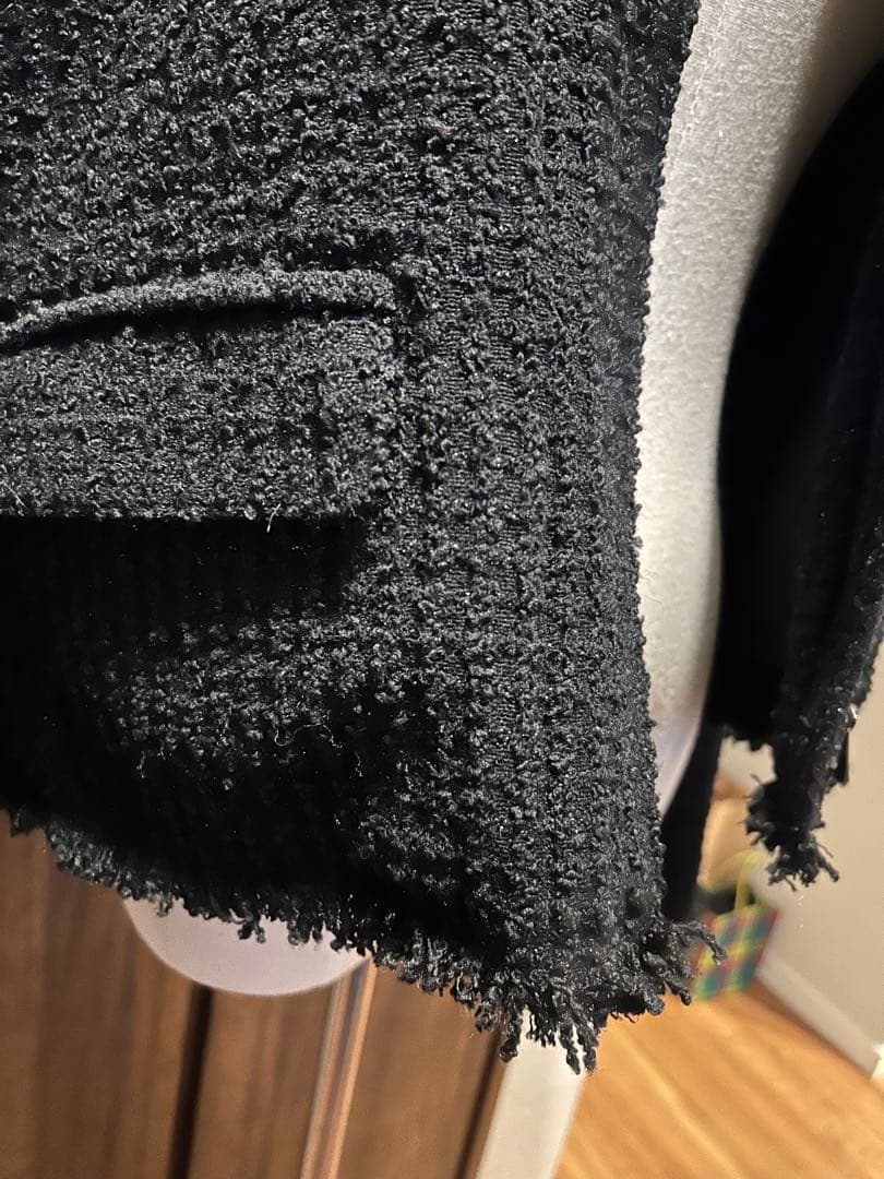 AP STUDIO ツイード黒ジップアップジャケット　スタンドカラーブルゾン