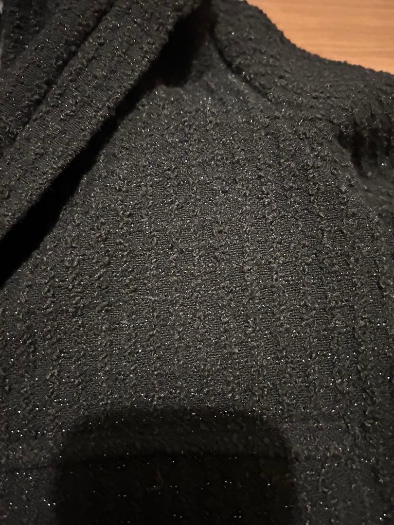 AP STUDIO ツイード黒ジップアップジャケット　スタンドカラーブルゾン