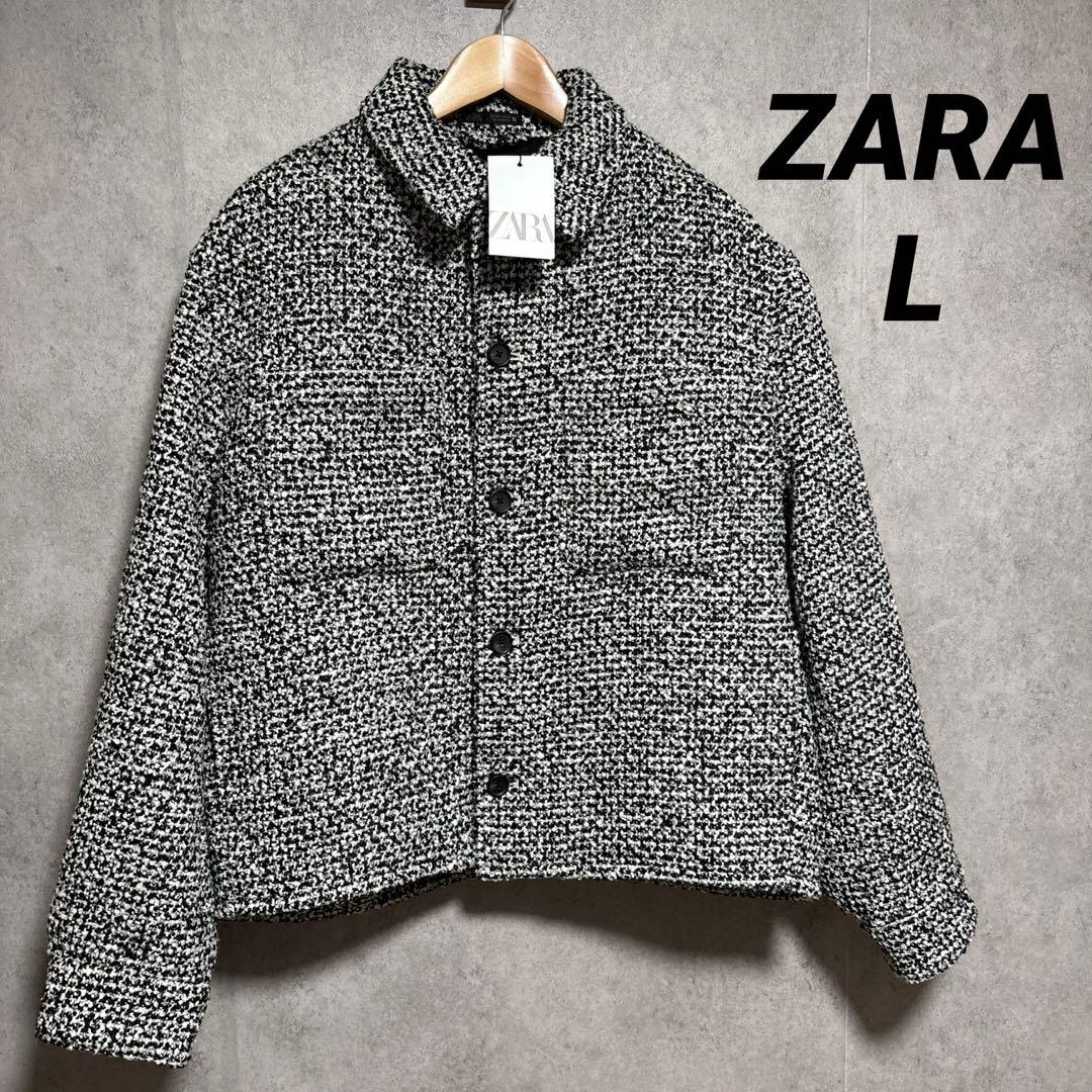 ZARA ザラ ポケット付きテクスチャードシャツジャケット L