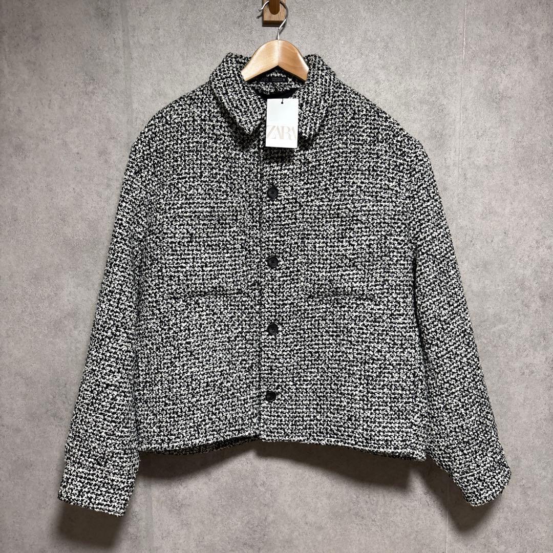 ZARA ザラ ポケット付きテクスチャードシャツジャケット L