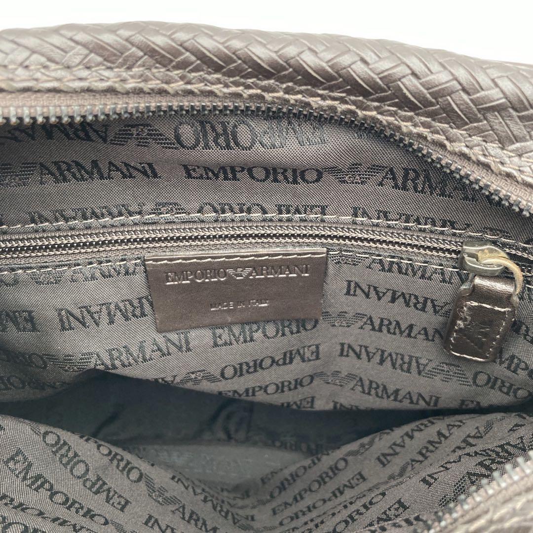 エンポリオアルマーニ ショルダーバッグ オールレザー 牛革 ダークブラウン