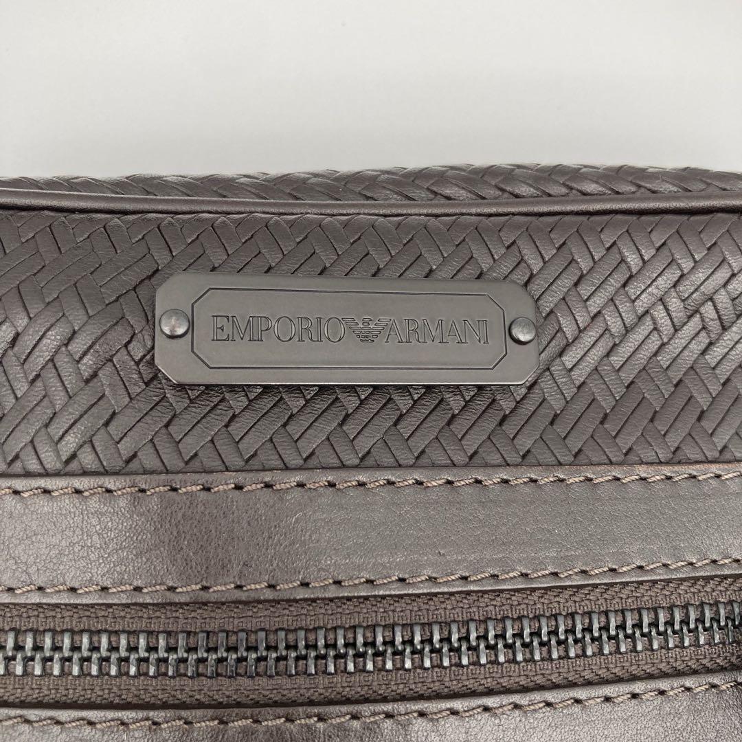 エンポリオアルマーニ ショルダーバッグ オールレザー 牛革 ダークブラウン