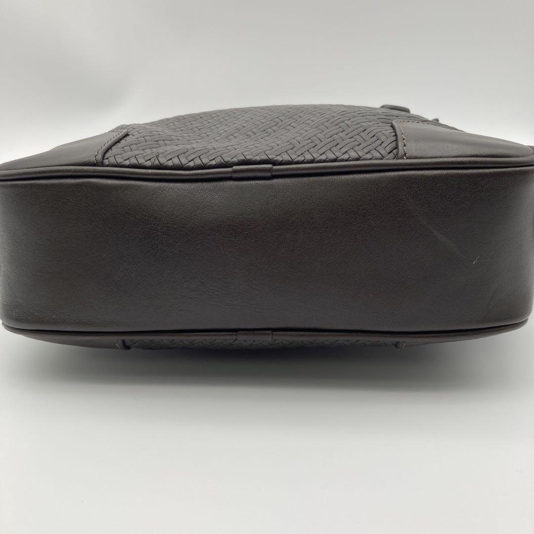 エンポリオアルマーニ ショルダーバッグ オールレザー 牛革 ダークブラウン