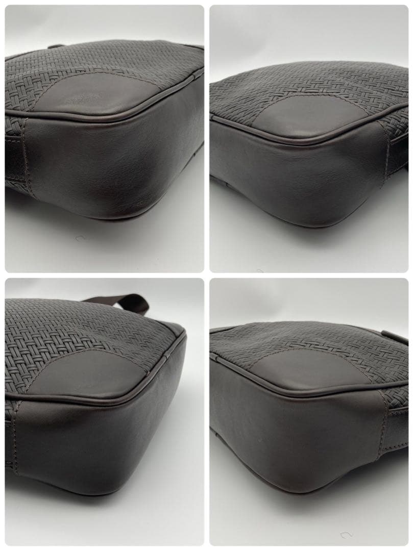 エンポリオアルマーニ ショルダーバッグ オールレザー 牛革 ダークブラウン