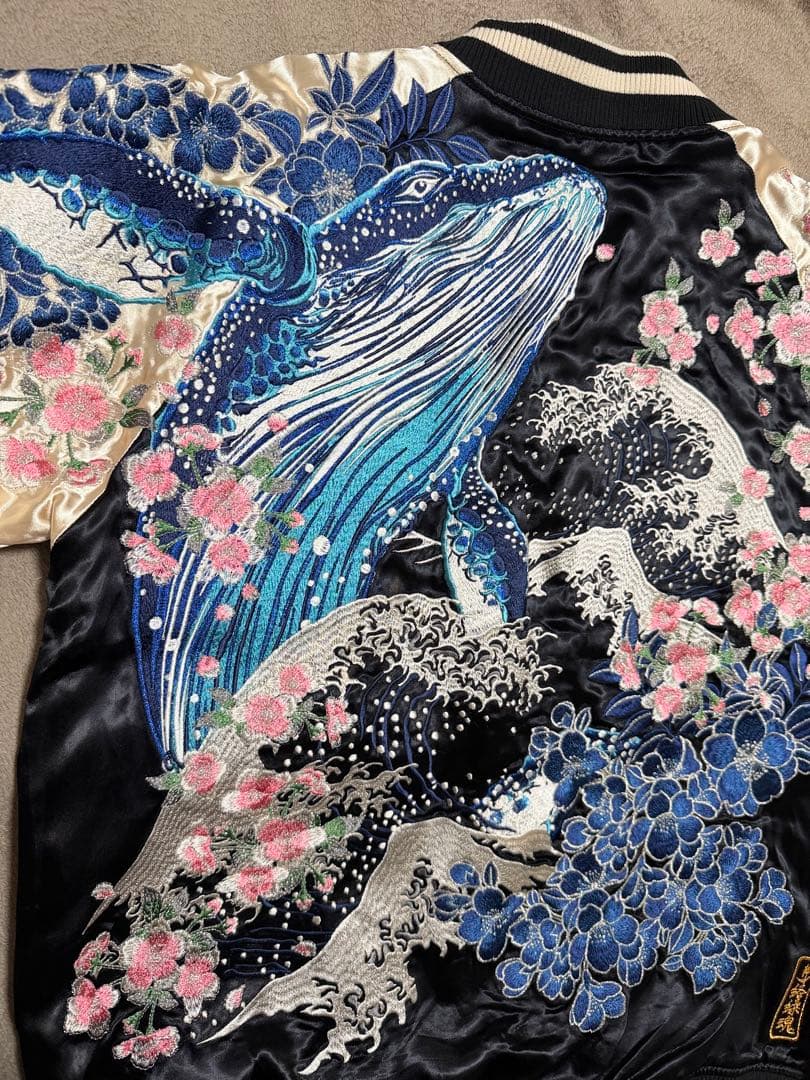 未使用近 ２面用 絡繰魂 クジラ 日本限定 スカジャン vintage レーヨン