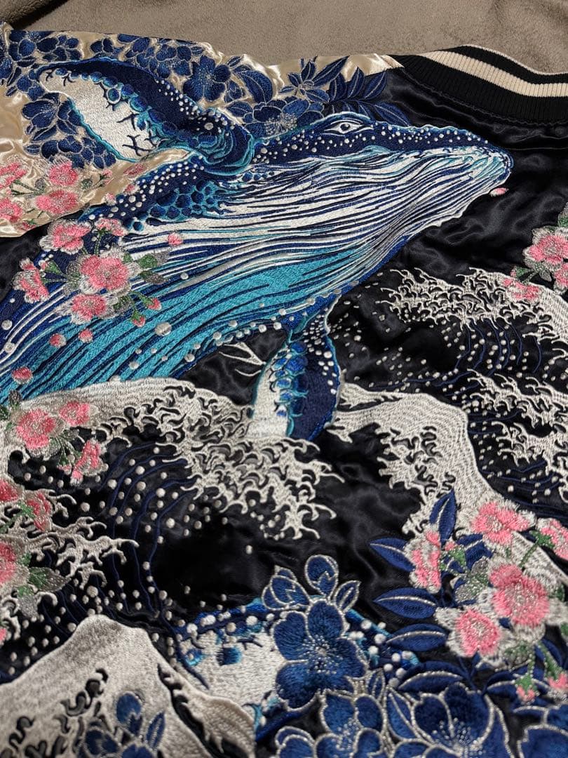 未使用近 ２面用 絡繰魂 クジラ 日本限定 スカジャン vintage レーヨン