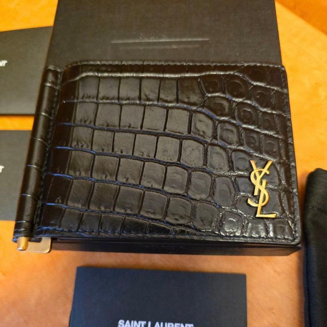 SAINT LAURENT クロコダイル マネークリップ