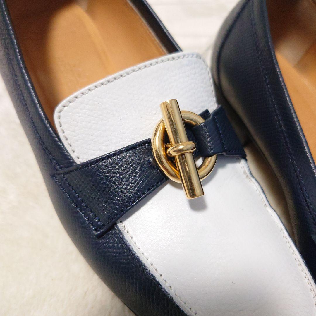 【美品】エルメス モカシン グレナン ローファー バイカラー シェーヌダンクル