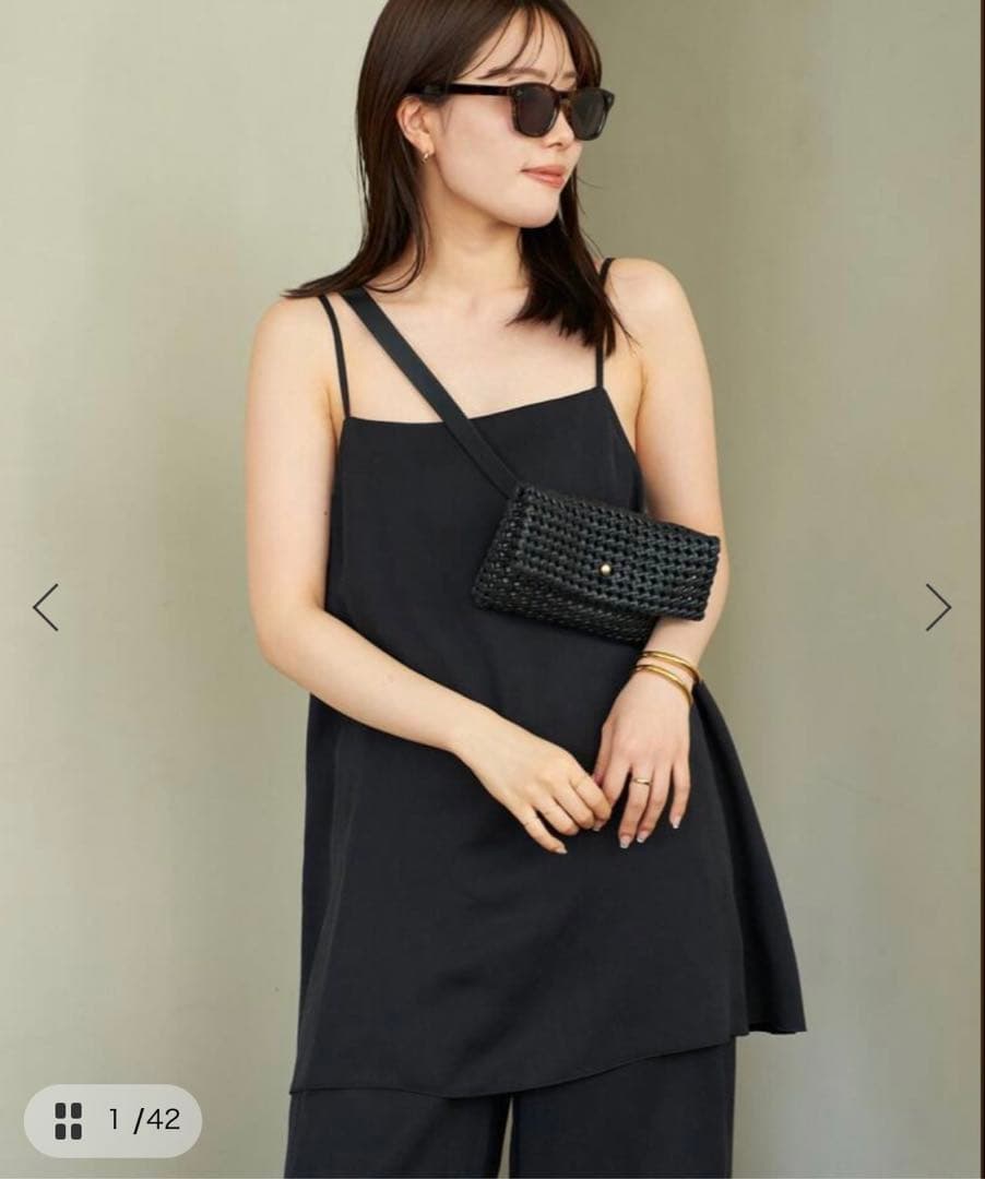 Plage fibril linen 混 キャミソール ブラック タグ付き