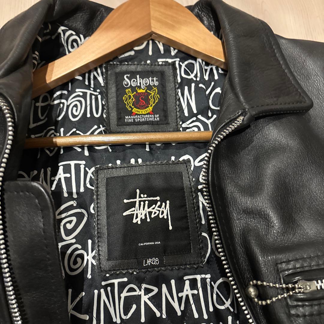 【美品】schott✖️stussy シングルライダースジャケット L
