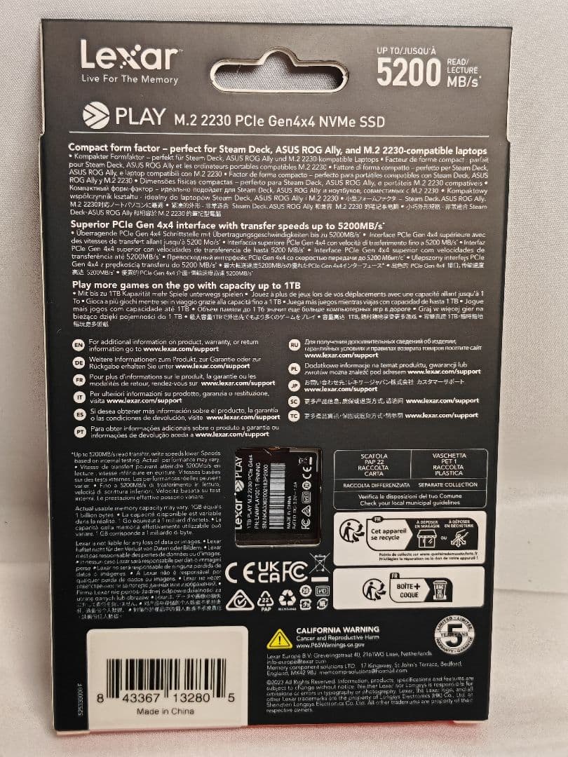 2個セット 1TB Gen4 M.2 2230 SSD Lexar PLAY