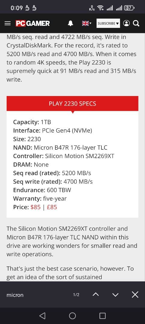 2個セット 1TB Gen4 M.2 2230 SSD Lexar PLAY