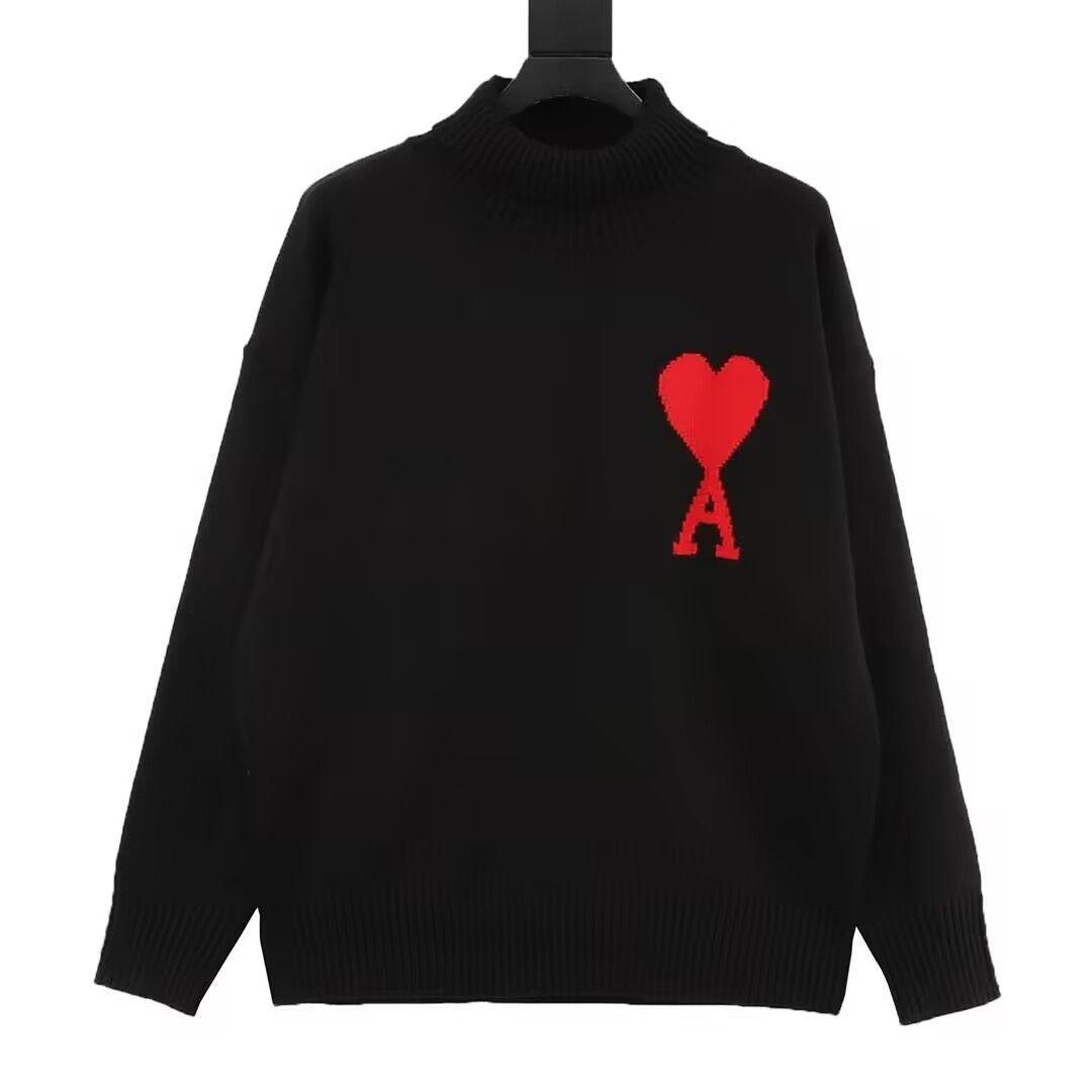 AMi 黒 ハート刺繍 セーターi