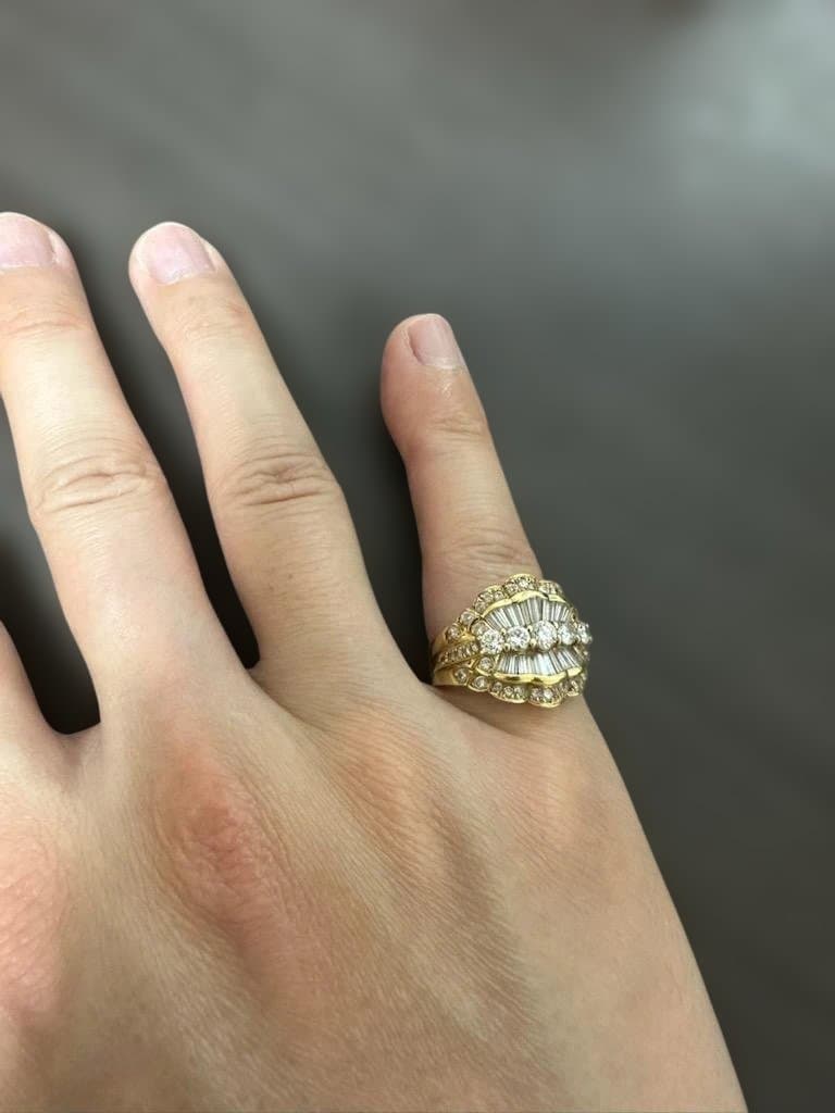 【1月限定特価】K18ダイヤリングミラーカット1.72ct