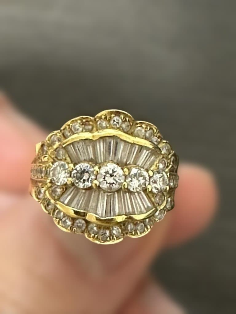 【1月限定特価】K18ダイヤリングミラーカット1.72ct