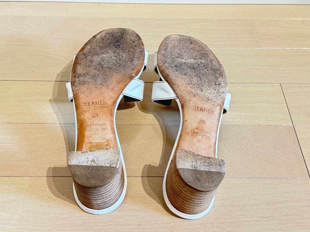 【HERMES】 サンダル オアジス白25cm(38) 箱・付属あり