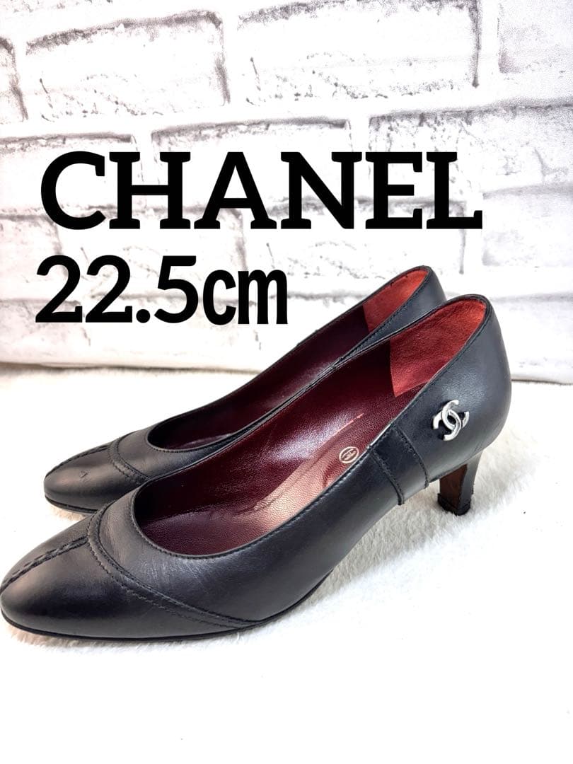 CHANEL ブラック ハイヒール　ココマーク35 1/2 （22.5㎝）