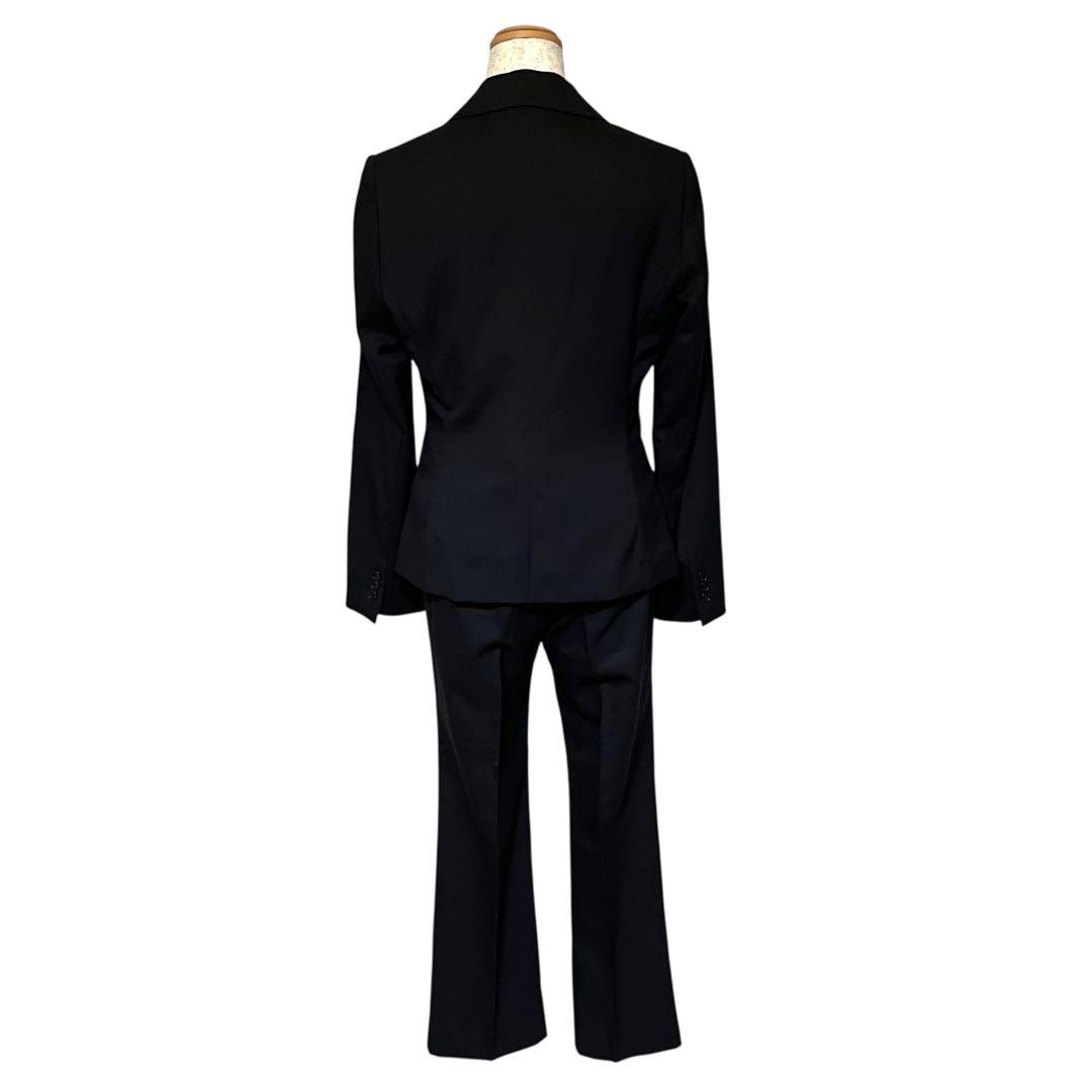 【新品タグ付】n♡line スーツ上下セット 黒パンツスーツ ウール混 11号