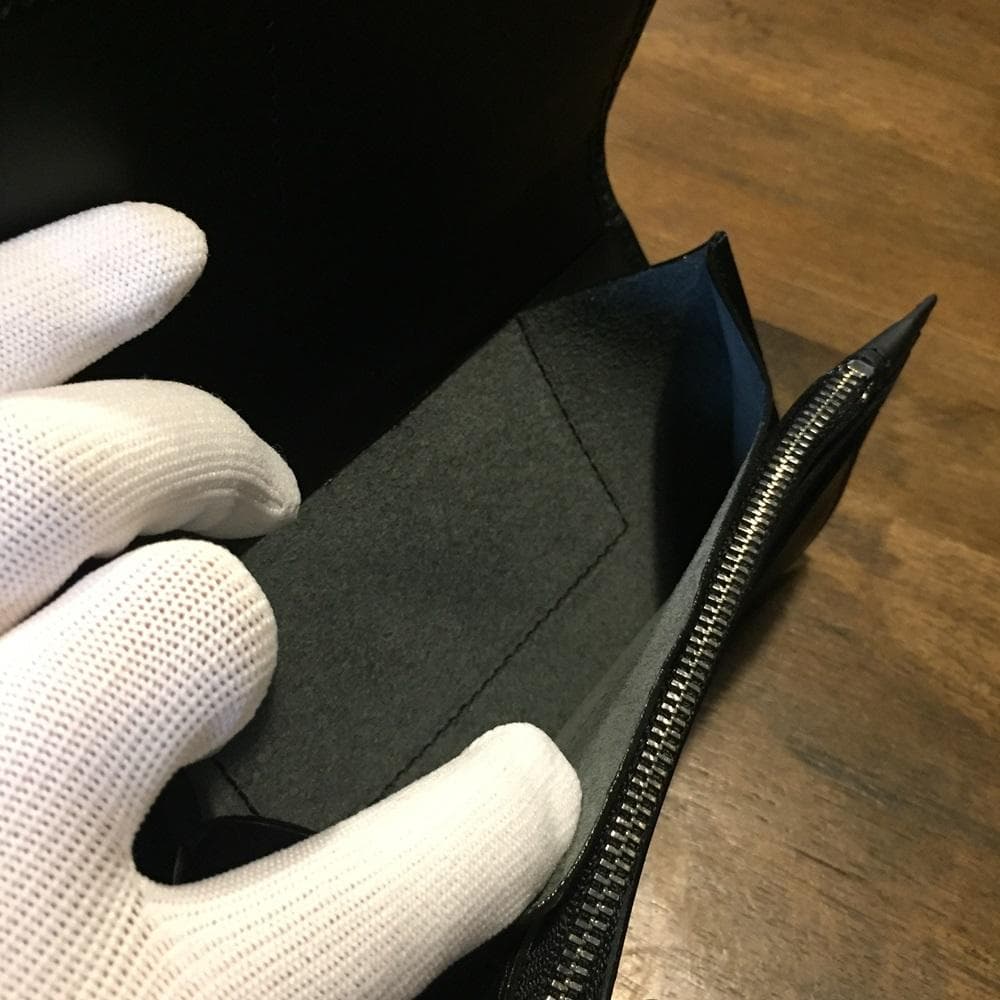 新品！高級‼クールなオールブラック！クロコダイル ワニ本革 バイカーズウォレット