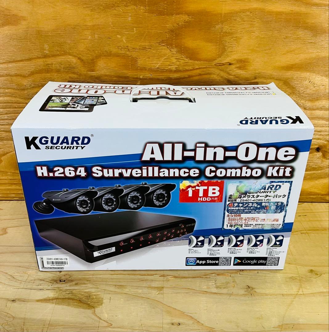 未使用品 防犯カメラ KGUARD H.264 4CH DVR コンボキット