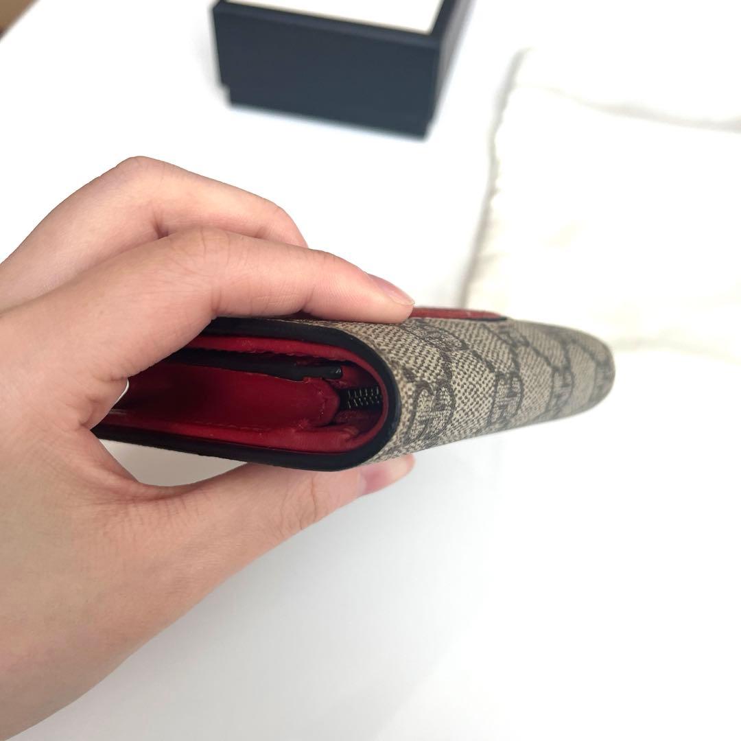 GUCCI GGスプリームミスティックキャット 折りたたみ財布二つ折り猫箱袋付き