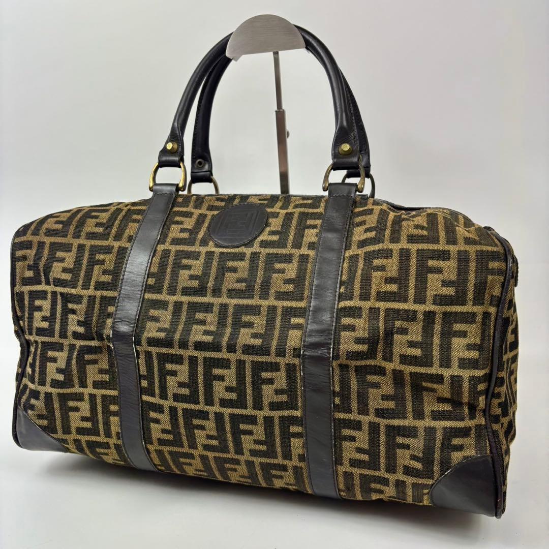 フェンディ FENDI ズッカ柄 ミニボストンバッグ 鍵付 キャンバス レザー