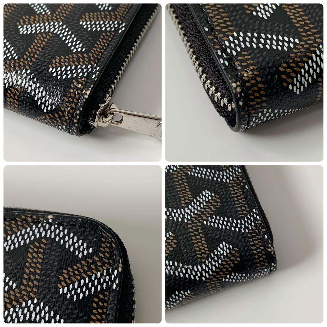 ゴヤール　マティニョン PM ウォレット　ラウンドジップ　レザー　黒　ブラック