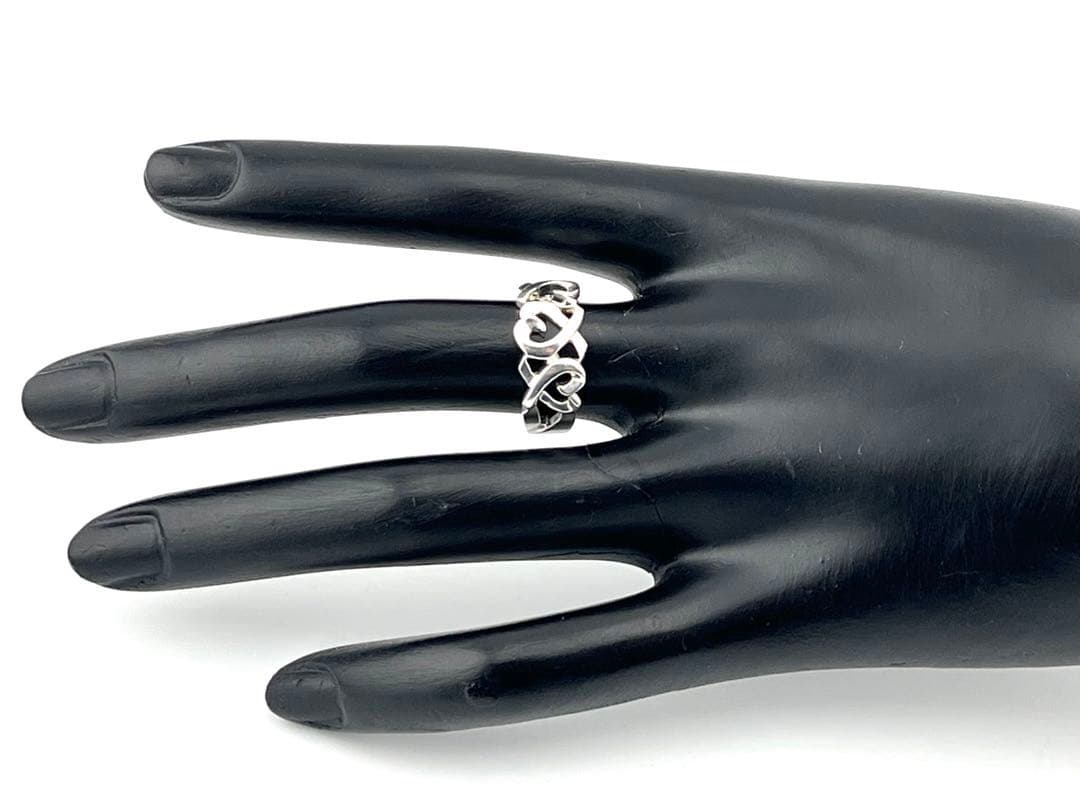 h924美品　ティファニー　トリプル　ラビングハート　リング　925約11.5号