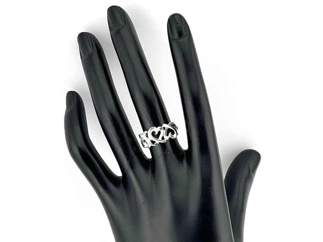 h924美品　ティファニー　トリプル　ラビングハート　リング　925約11.5号