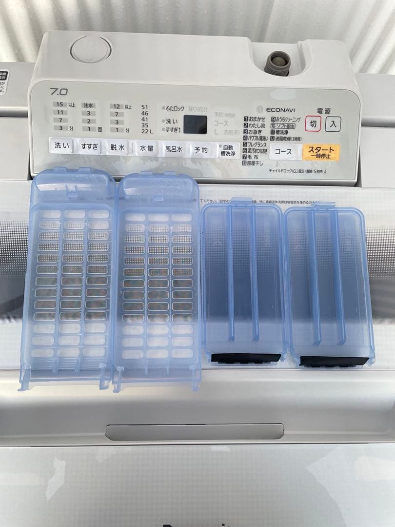 873 パナソニック 7kg洗濯機 エコナビ ビッグウェーブ パワフル滝洗い搭載